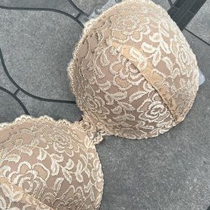 New in Box Lace Backless Strapless Bra, nude, fits D cup